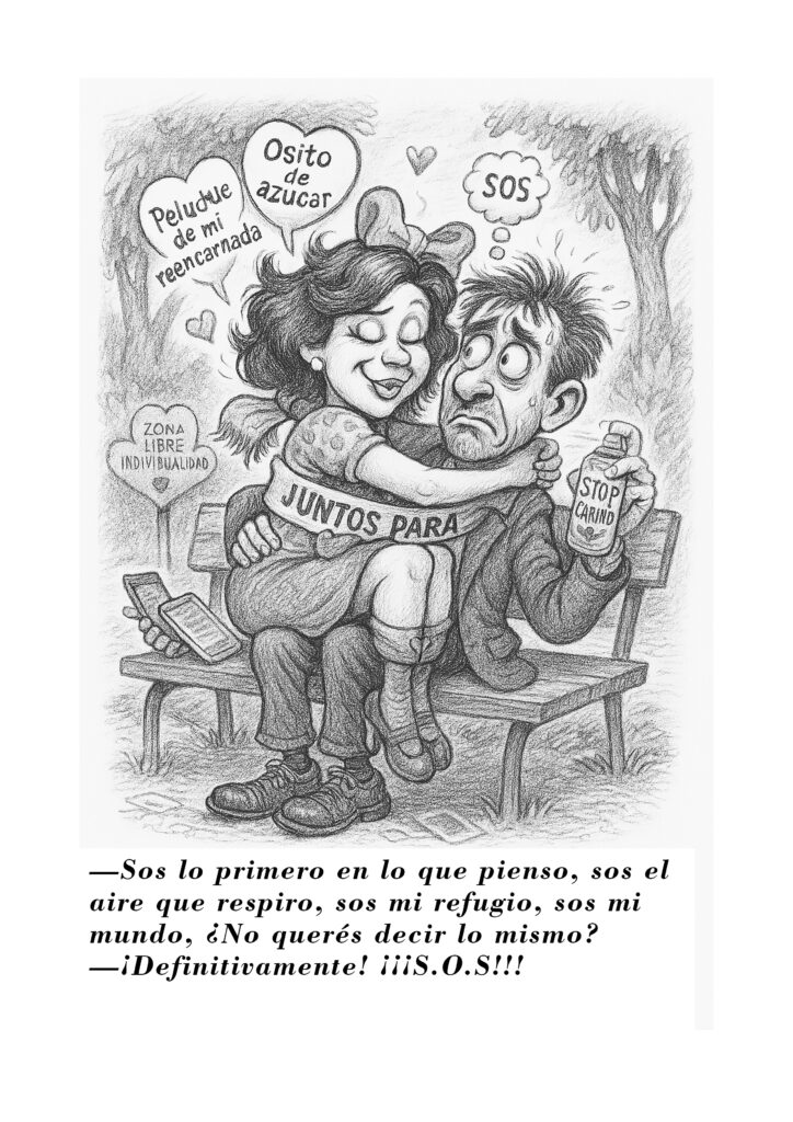 Viñeta del libro "Supervivencia emocional para 2" de Henry Drae ilustrando historias absurdas de primeras citas