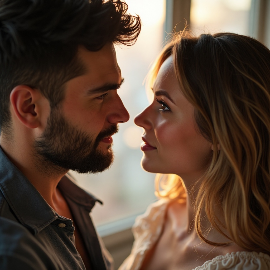 Primer plano de dos personas mirándose, un ejemplo perfecto de cómo hablar con la mirada en el amor.