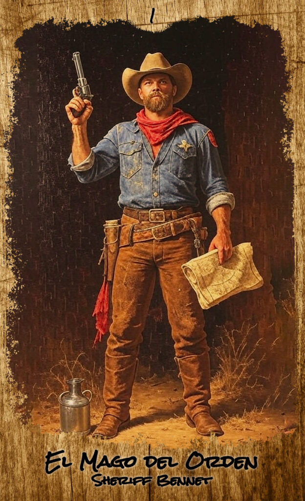 El sheriff duncan bennet el mago (tarot) en el mazo del tarot de las dos balas