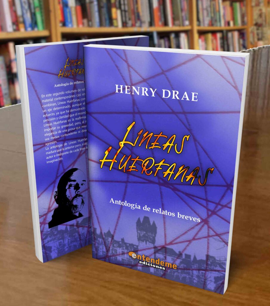 Biblioteca con Libros de Henry Drae - Líneas Huérfanas cover - Antologias de relatos de amor