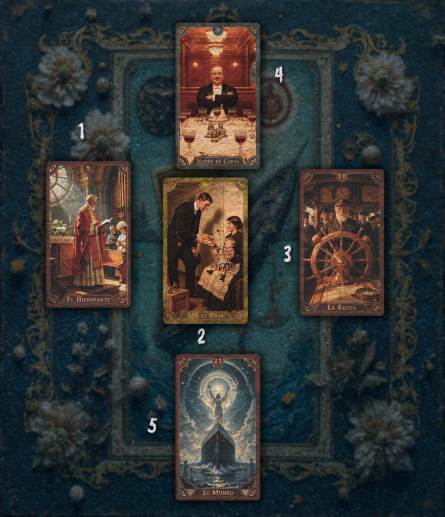Una lectura de tarot evolutivo con las cartas del mazo del Titanic para guiar en momentos de incertidumbre.