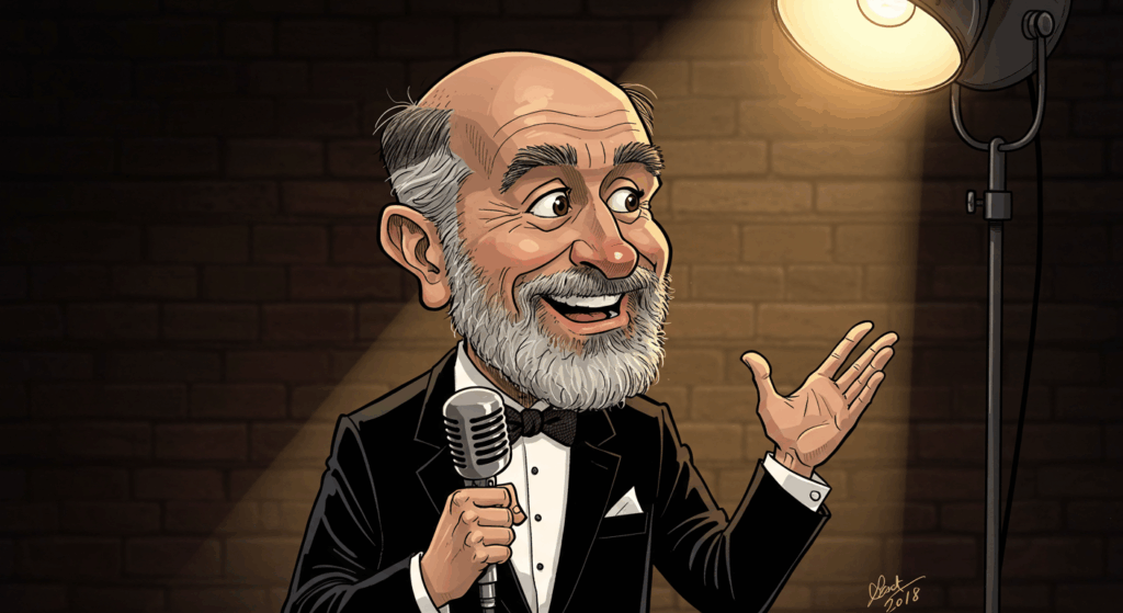 Nunca es suficiente queso - Caricatura de Henry Drae dando un monólogo de comedia stand up.