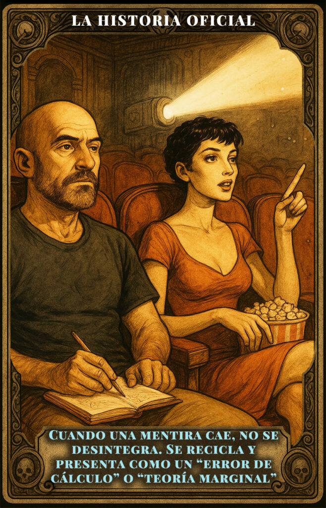 la historia oficial es mentira - Daria y Henry la ven en una pantalla y la cuestionan como al cine