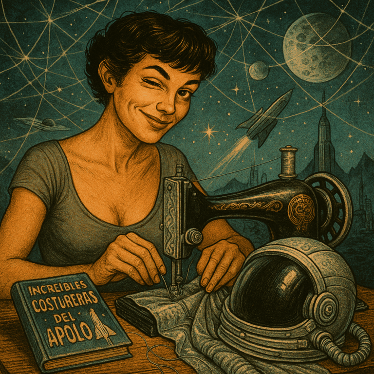 conspiracion de los trajes espaciales apolo - Daria cosiendo los trajes