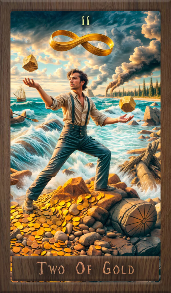 escpticismo y tarot - dos de oros de Wakan Tarot