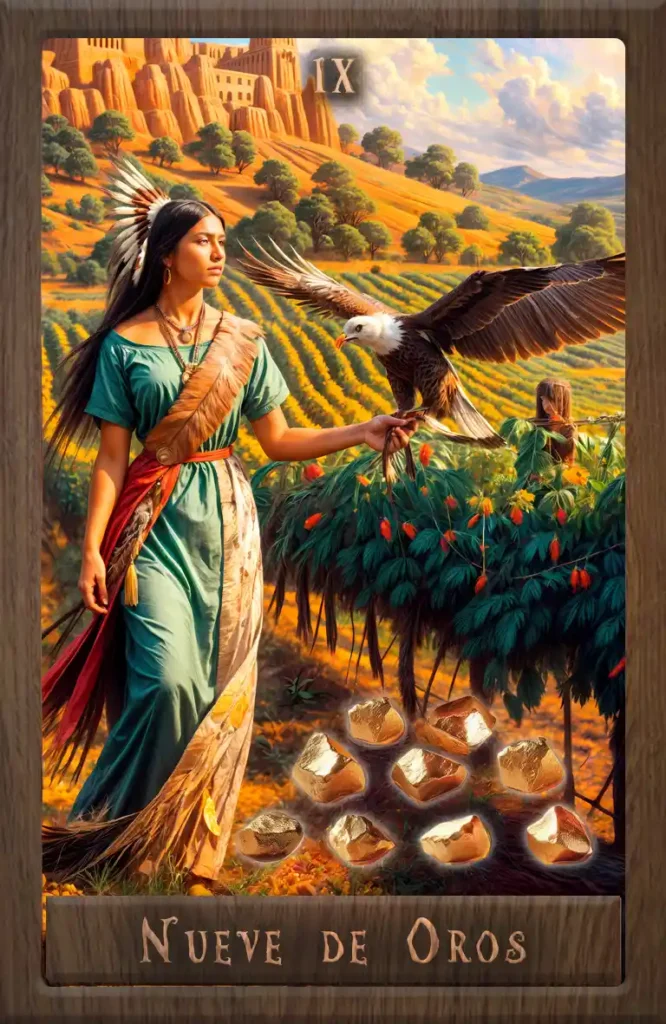 Wakan Tarot - Nueve de Oros