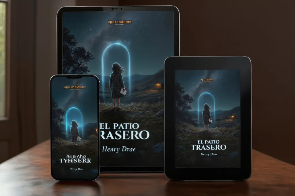 El patio Trasero Novela de Ciencia Ficción patagónica Mockup dispositivos e-reader