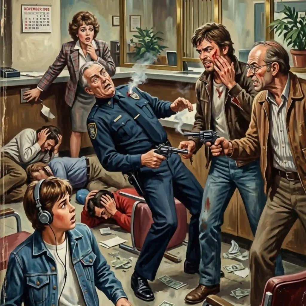 Asalto en el banco en Almas sin enterrar - bolsilibros de terror pulp.