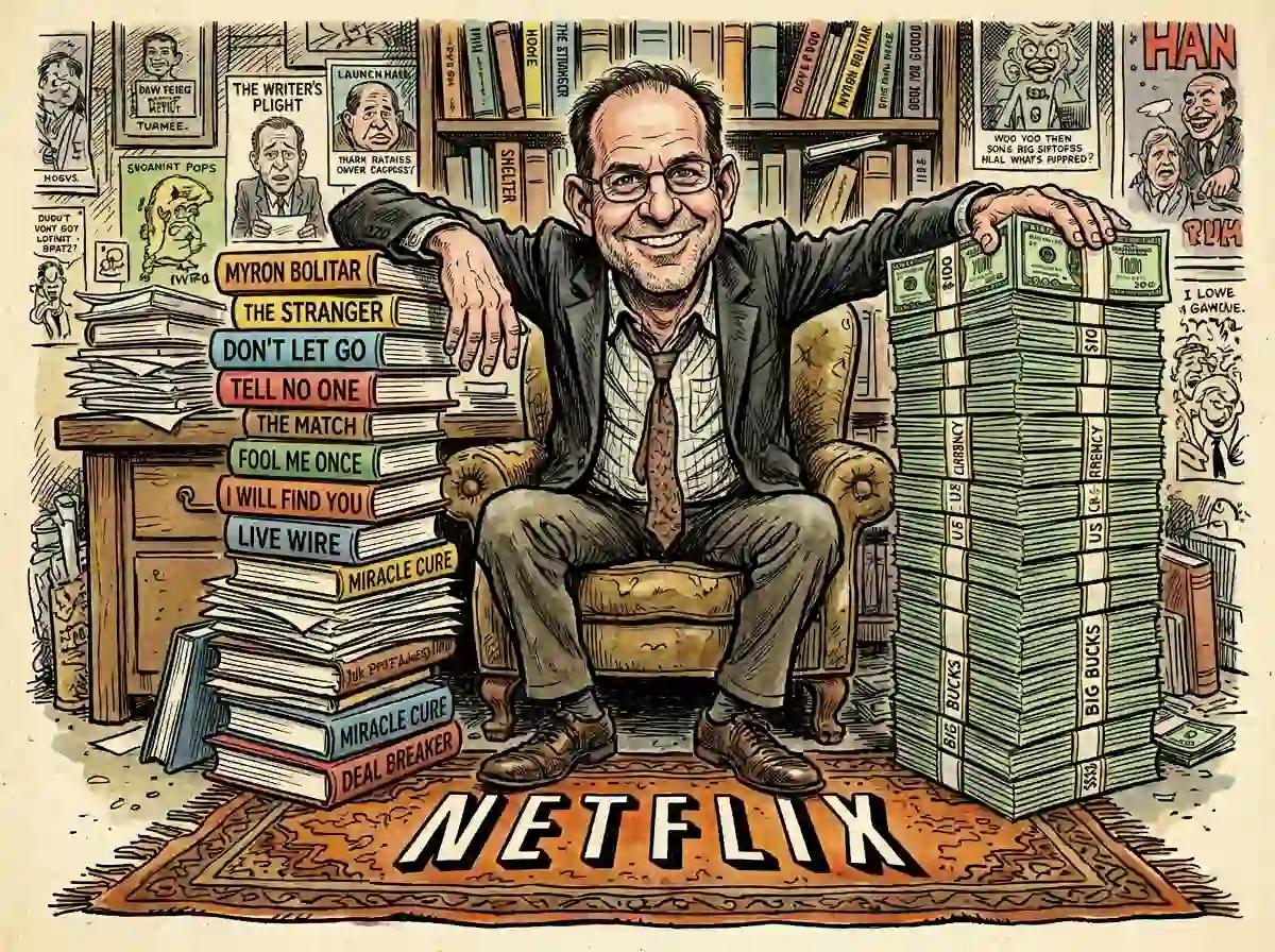 ¿Por qué Harlan Coben es tan exitoso? El escritor disfrutando de su trono - caricatura