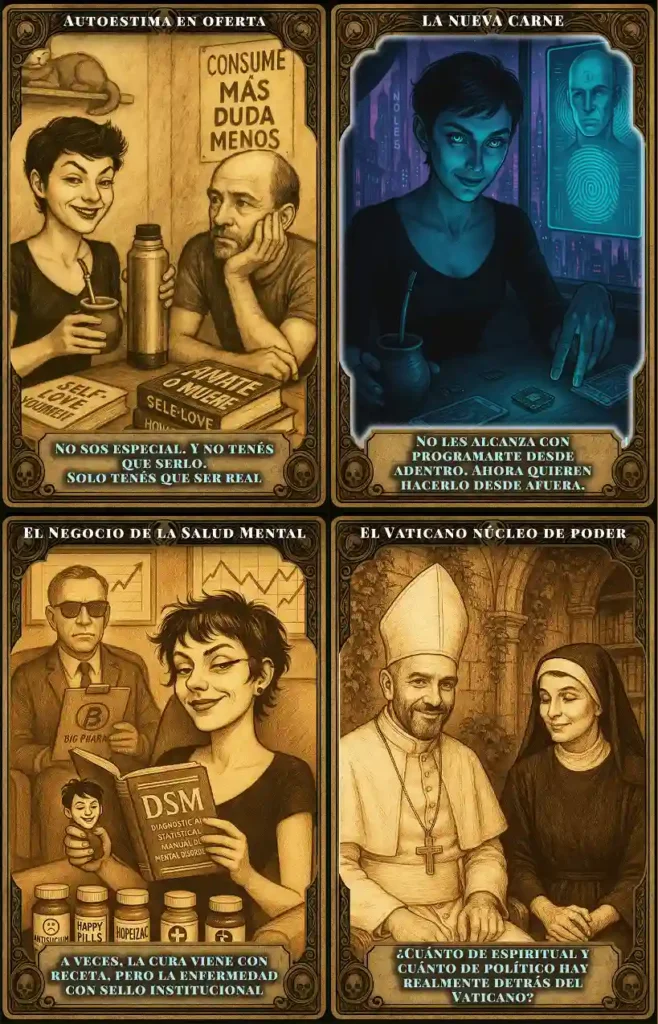 Cartas para ejercitar el pensamiento crítico con cartas oraculares sobre teorías conspirativas.