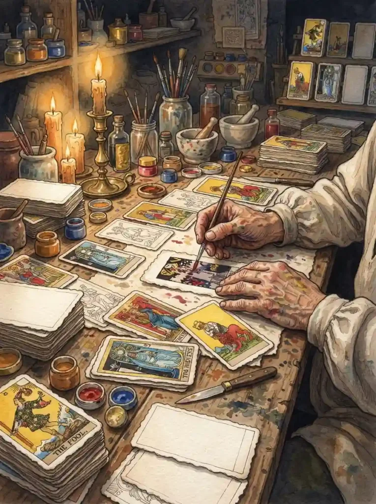la-prudencia-en-el-tarot El diseñador de cartas en su taller