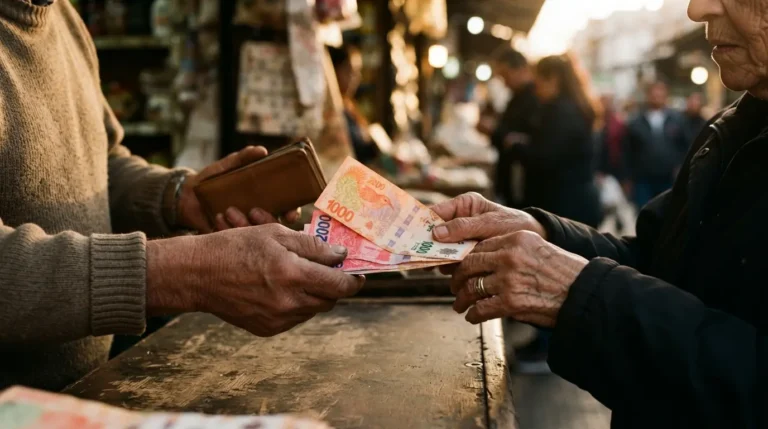 dinero programable - Una fotografía detallada de manos intercambiando billetes físicos en un entorno cotidiano, representando la libertad y el anonimato.