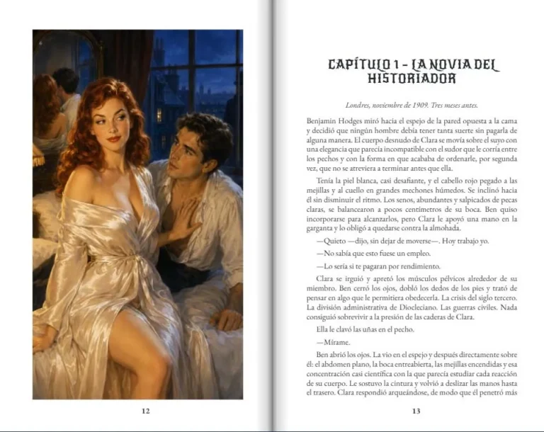 Páginas interiores ilustradas de El Profanador y el Sepulturero, bolsilibro de terror gótico de Henry Drae