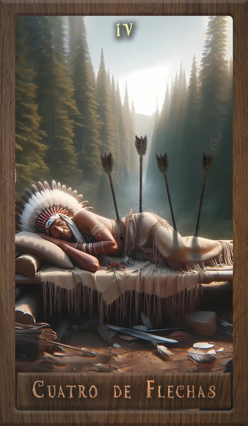 Wakan Tarot: Cuatro de Flechas