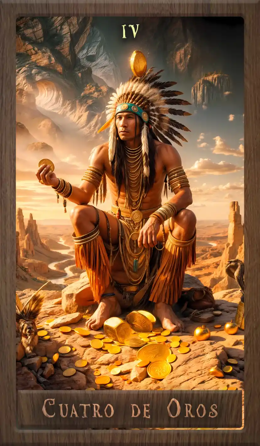 Wakan Tarot: Cuatro de Oros
