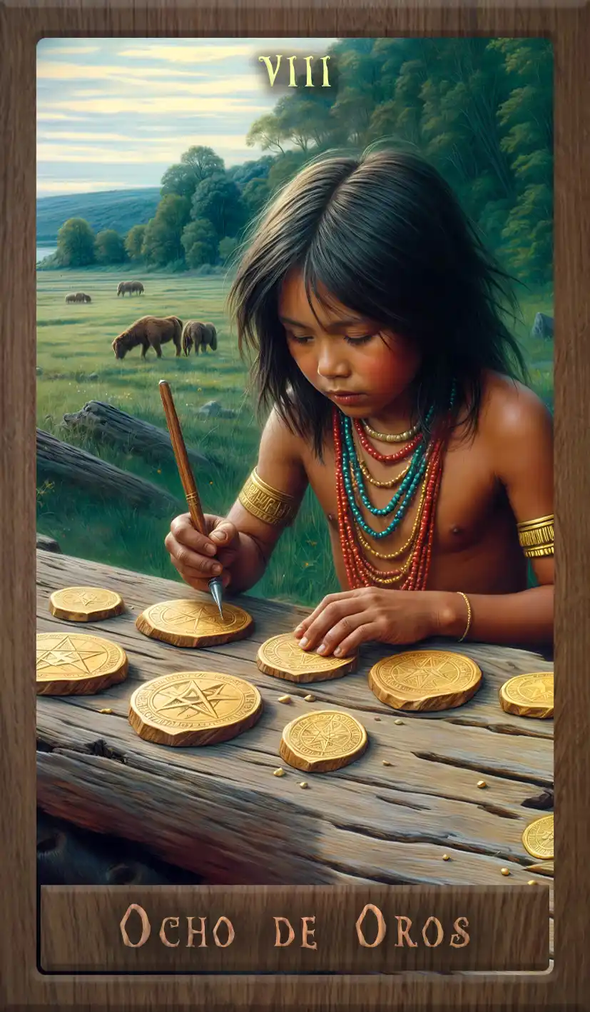 Wakan Tarot: Ocho de Oros