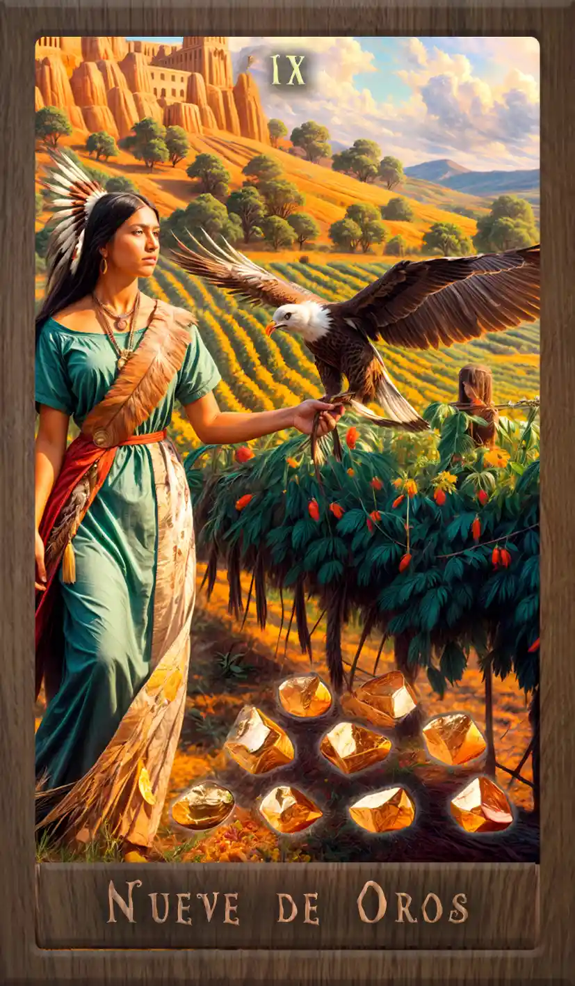 Wakan Tarot: Nueve de Oros
