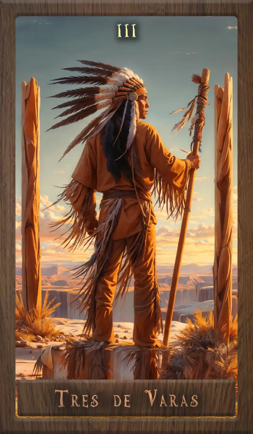 Wakan Tarot: Tres de Varas