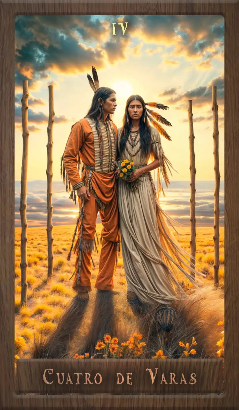 Wakan Tarot: Cuatro de Varas