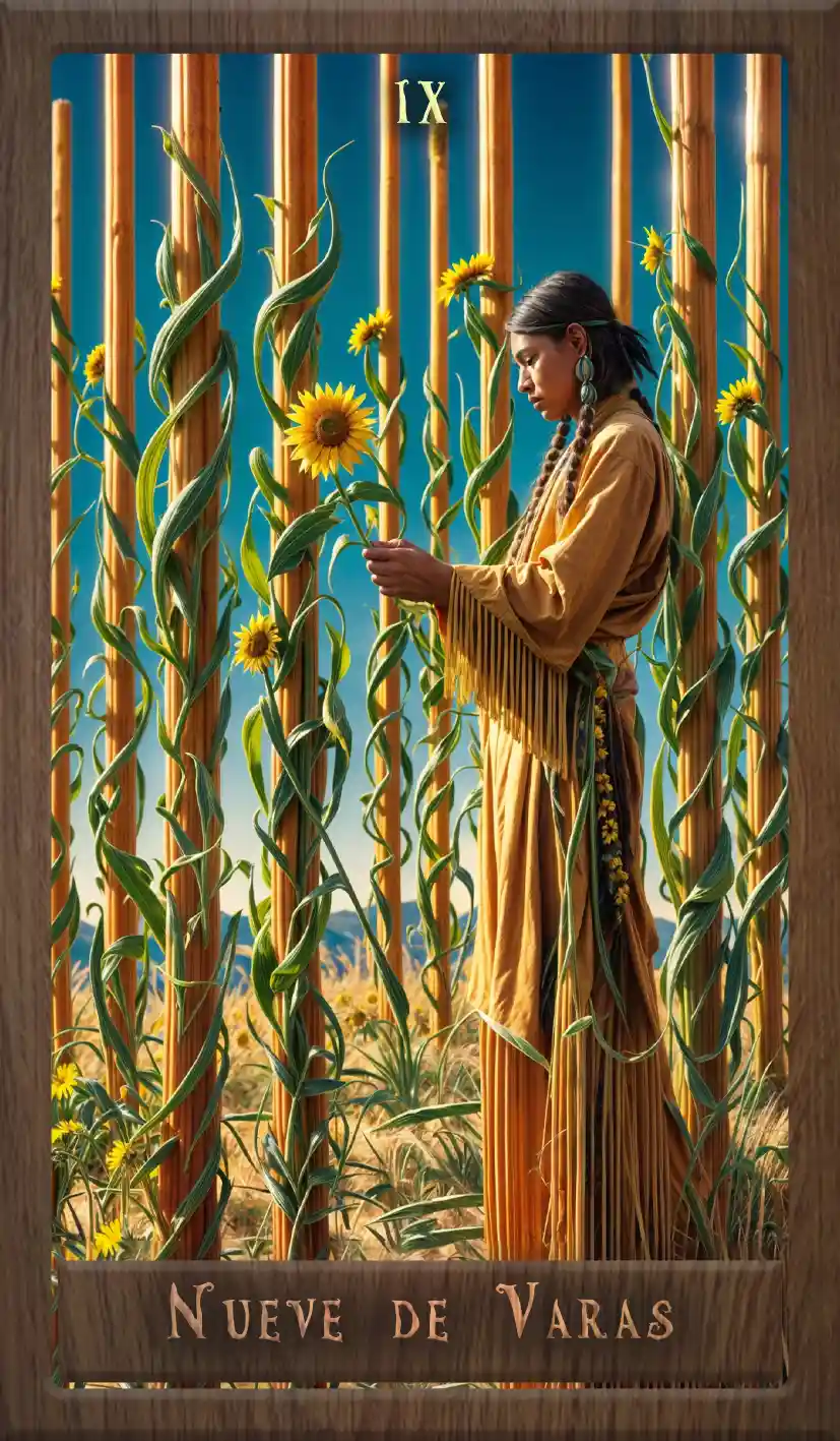 Wakan Tarot: Nueve de Varas