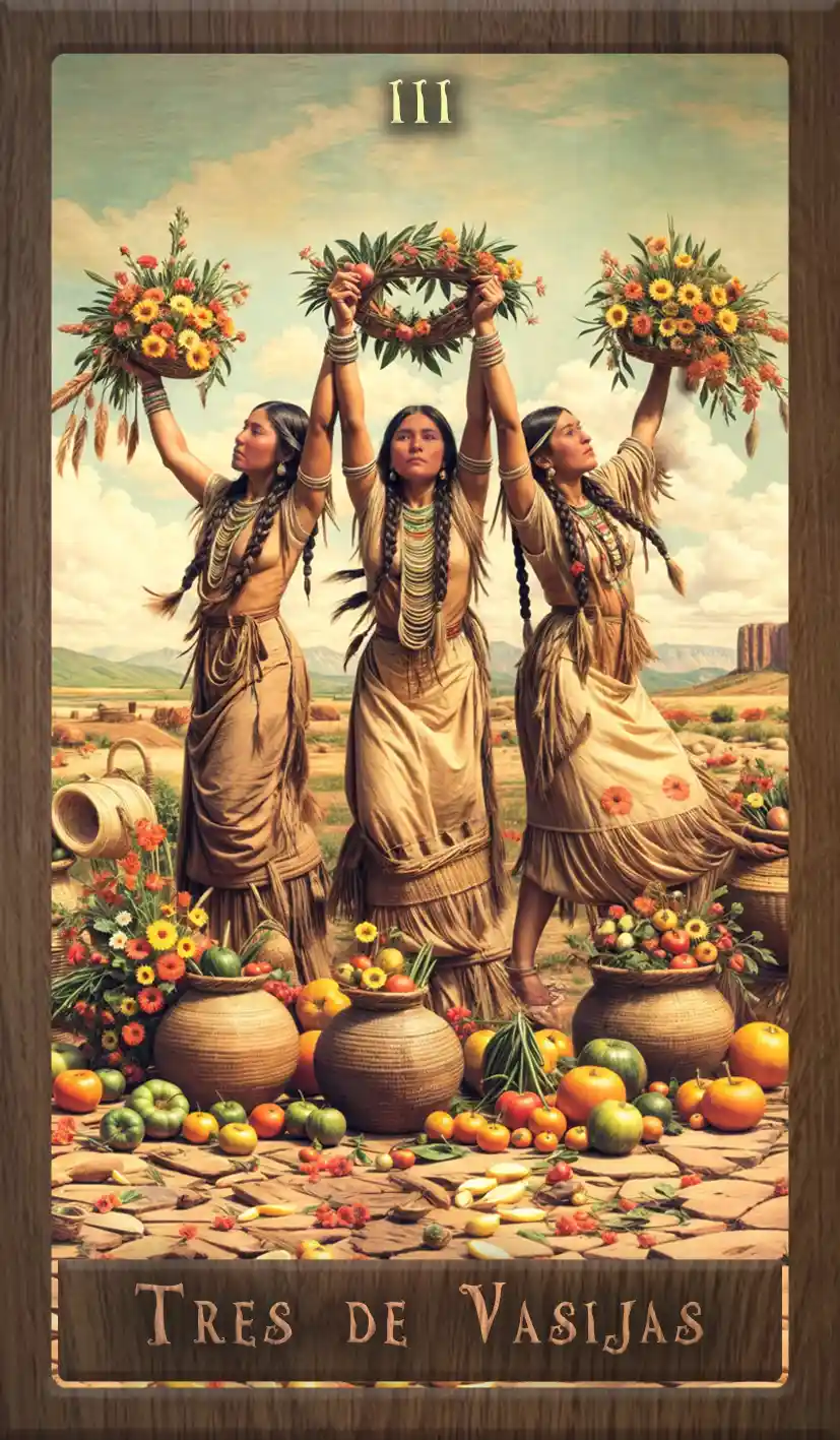 Wakan Tarot: Tres de Vasijas