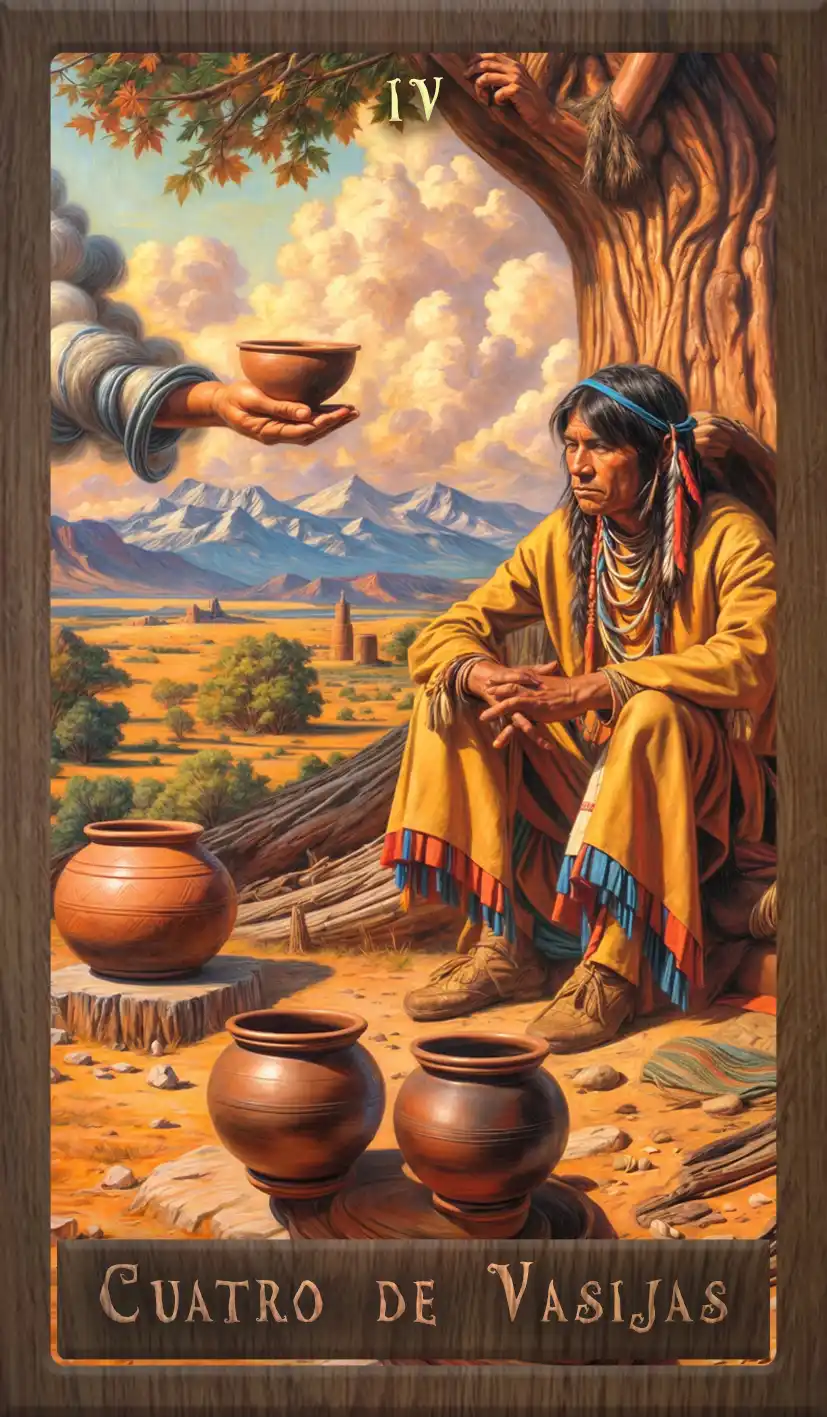 Wakan Tarot: Cuatro de Vasijas