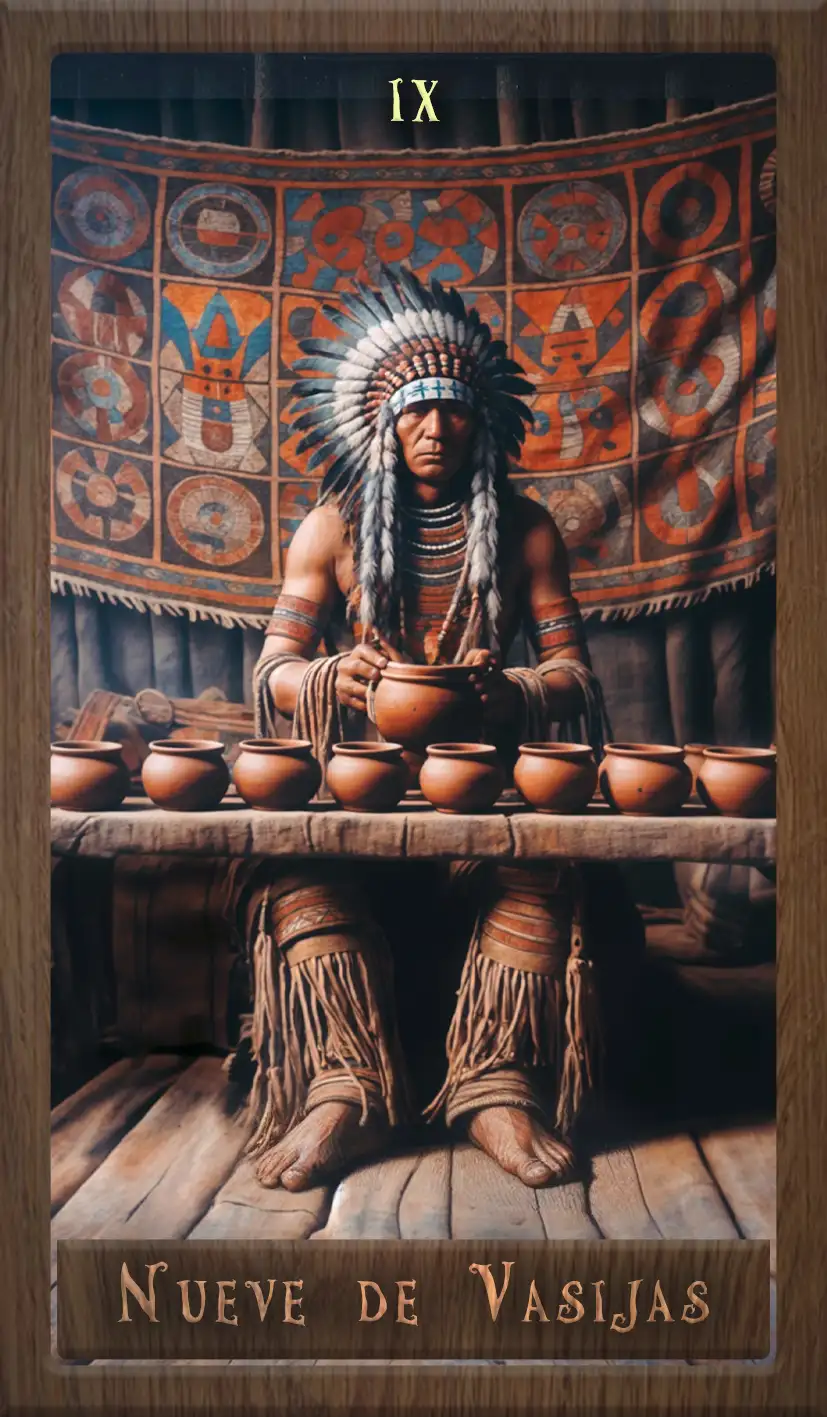 Wakan Tarot: Nueve de Vasijas
